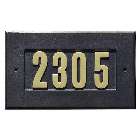 Qualarc Manchester Address Plate w/3 gold brass numbers, Black ADD-1410-BL